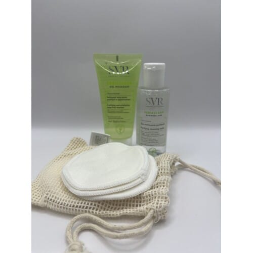 SVR Laboratoire SebiaClear Cleanser, Miscellar Water, Cleansing Pads Gift Bag
